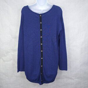 Soft Surroundings Trieste Tunic Top Women S Back Snap Accent Navy Lagenlook Boho